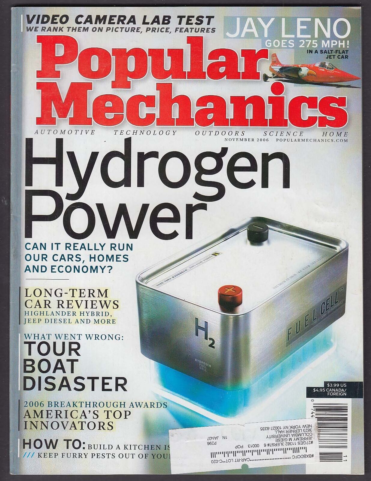 POPULAR MECHANICS Hydrogen Fuel Cell Toyota Highlander Hybrid Jay Leno 11 2006
