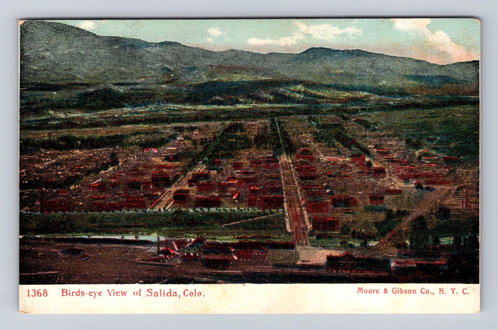 Salida CO-Colorado, Birds Eye View of Salida, Antique Vintage c1909 Postcard