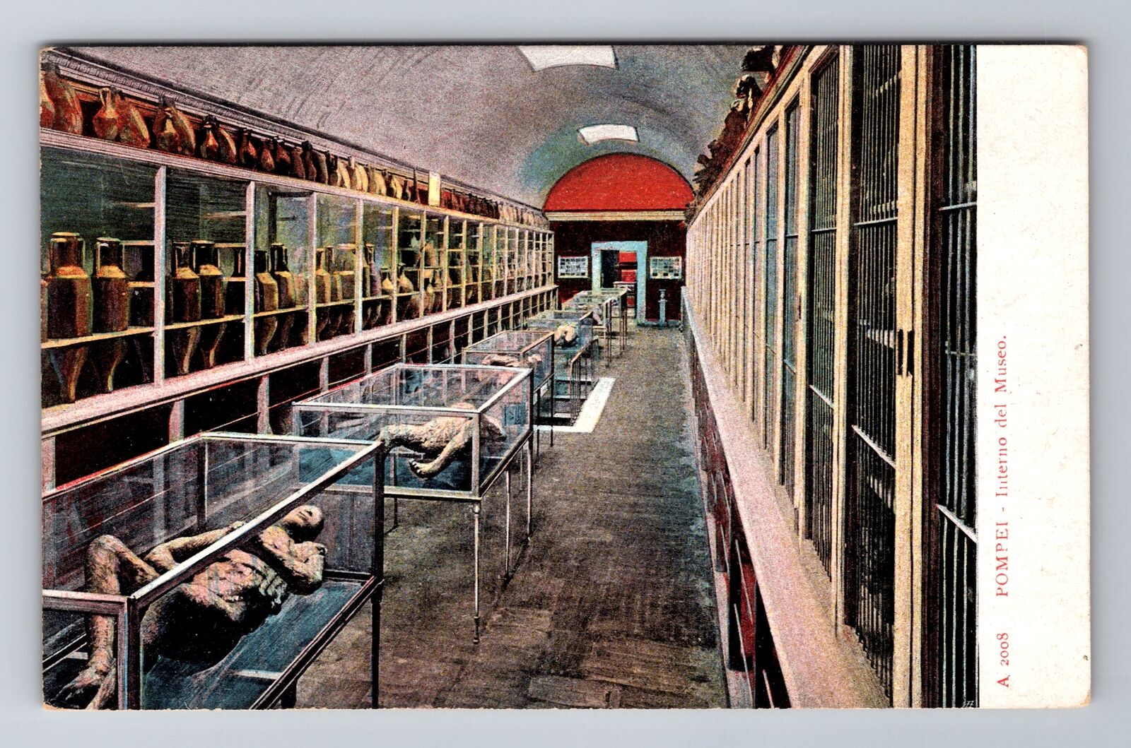 Pompeii-Italy, Interior of Museum, Advertising, Vintage Souvenir Postcard