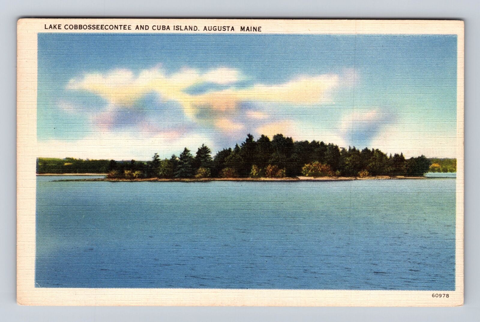 Augusta ME- Maine, Lake Cobbosseecontee And Cuba Island, Vintage Postcard