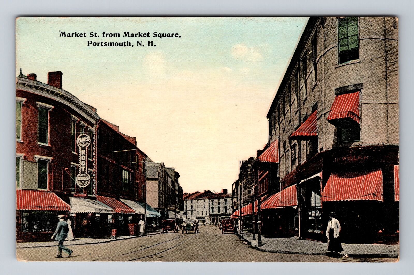 Portsmouth NH-New Hampshire, Market Street, Advertising, Vintage Postcard