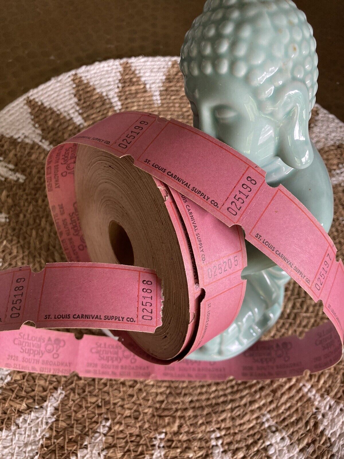 GENUINE VINTAGE TICKET ROLL St Louis Carnival Supply Pink Double Sided
