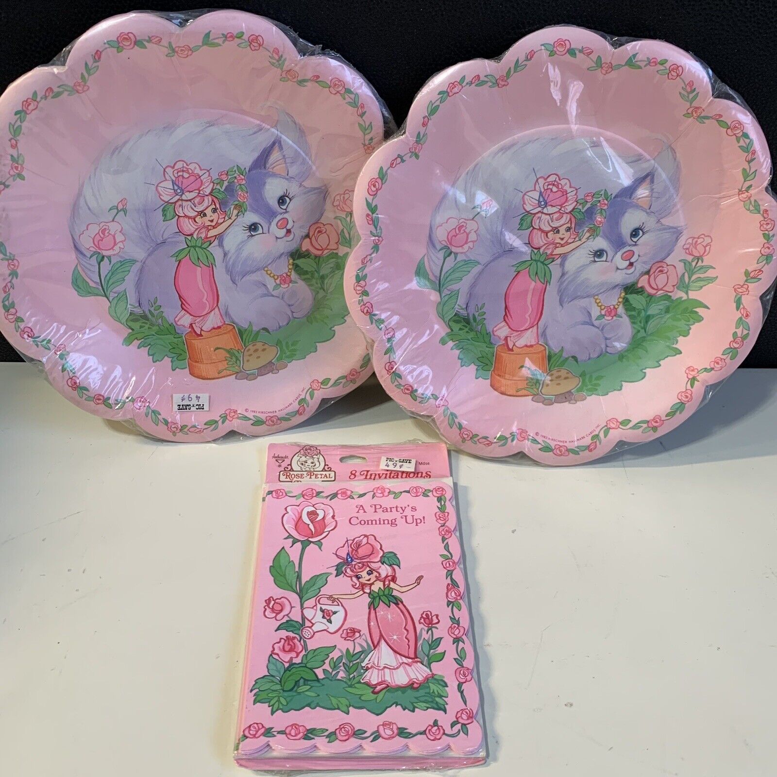 Vintage Hallmark ROSE PETAL PLACE Birthday Cards, 2 Packs Of Plates Sealed 1983