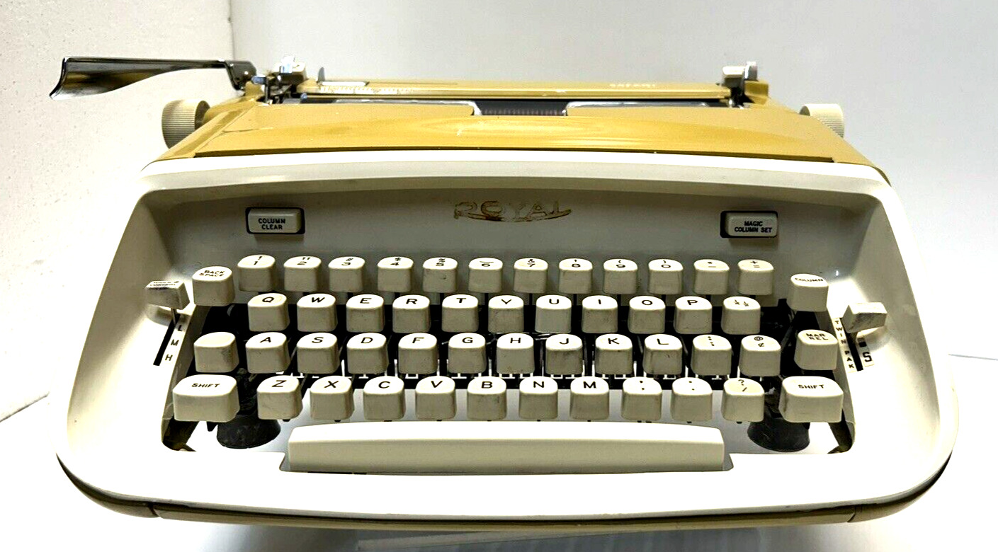 1963 Gold Royal Safari Portable Typewriter w/Case Vintage