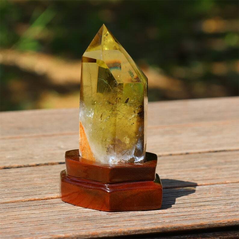 1.89LB Top Natural Citrine Obelisk Crystal Specimen Reiki Crystal Wand point