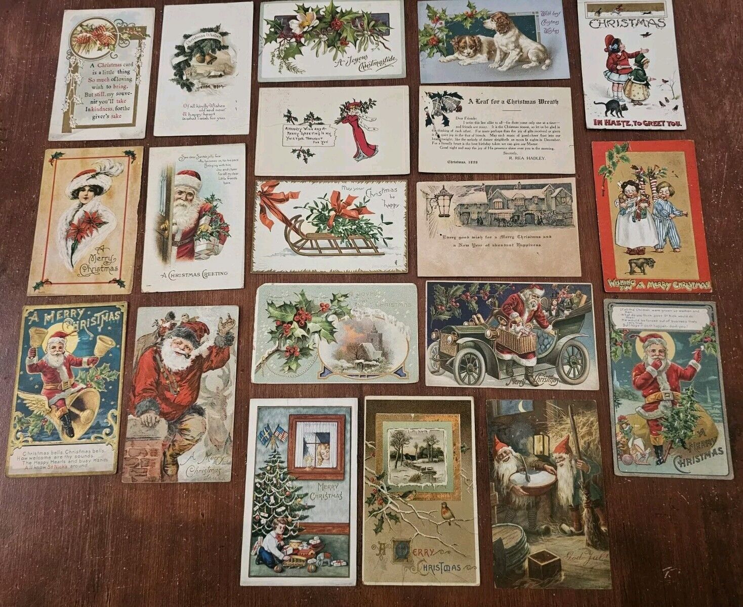 Lot of 20 Antique CHRISTMAS POSTCARDS Santa Claus Embossed Early 1900's L3