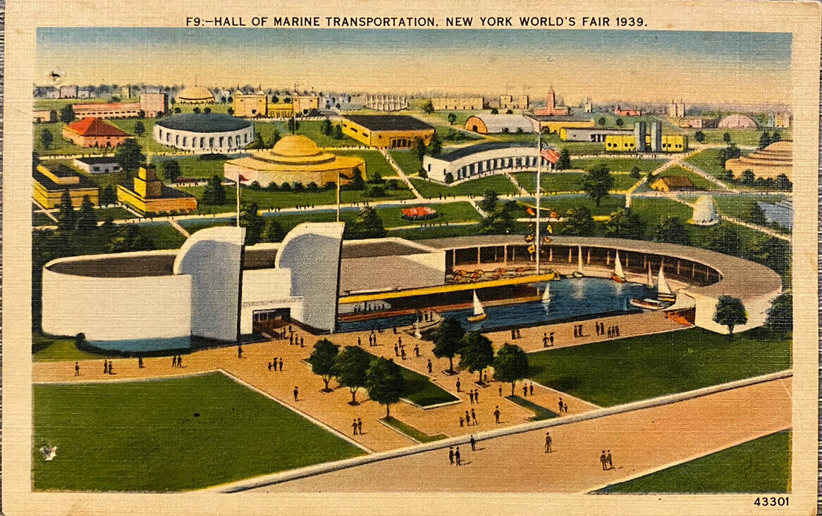 Vtg Postcard New York Worlds Fair 1939 Hall Of Marine Transportation Unposted