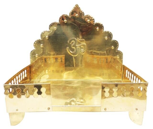 Brass Om Design Throne Temple Singhasan For God  15*11.3*13.4 Inch