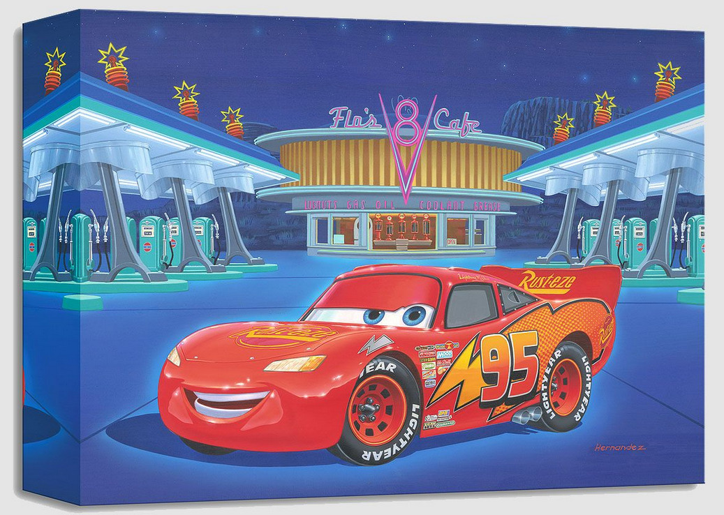 Disney Fine Art Treasures On Canvas Collection Pit Stop At Flo\'s-Cars-Hernandez