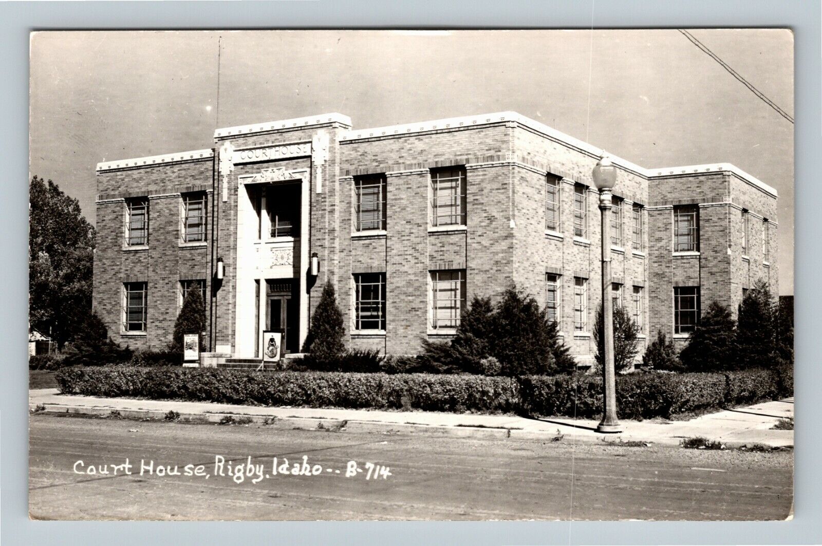 RPPC, Rigby ID, Courthouse, Real Photo Idaho Vintage Postcard