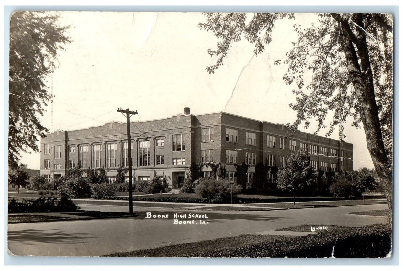 Boone Iowa IA RPPC Photo Postcard Boone High School 1938 Vintage Posted