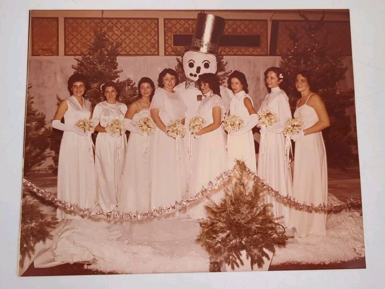 Vintage 1970s Found Photograph Original Photo Wedding Cursed Scary Snowman
