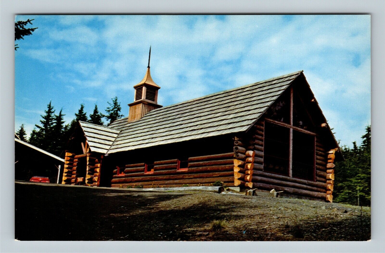 Auke Bay, Famous Log Chapel By The Lake Alaska Vintage Souvenir Postcard