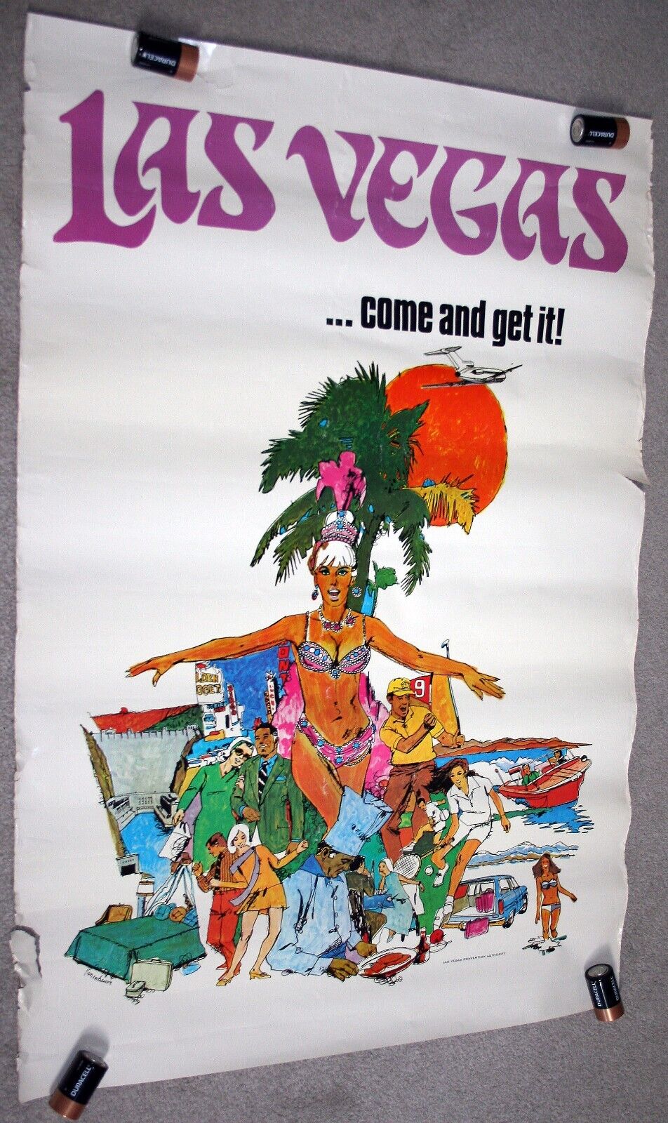 LAS VEGAS Travel Poster Come and Get It Vintage Tourism 1970 Tanenbaum ORIGINAL