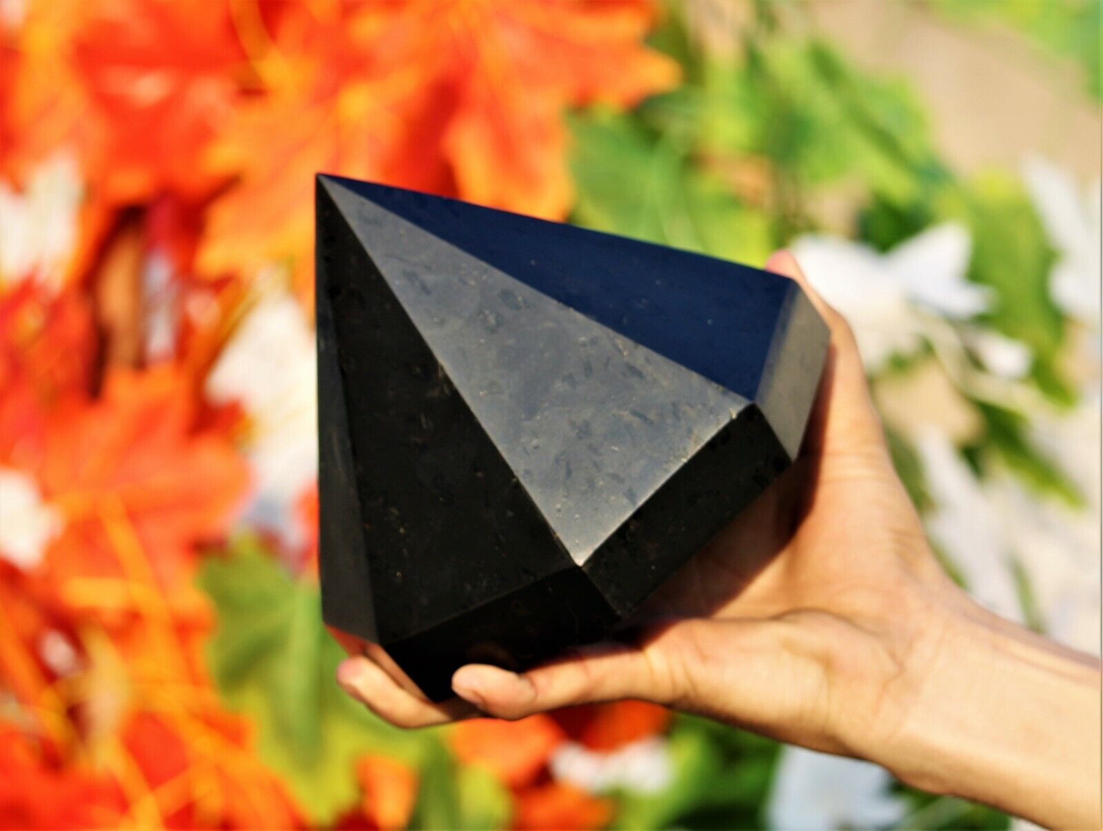  Large 150MM 8F Black Tourmaline Healing Metaphysical Power Pyramid Antenna