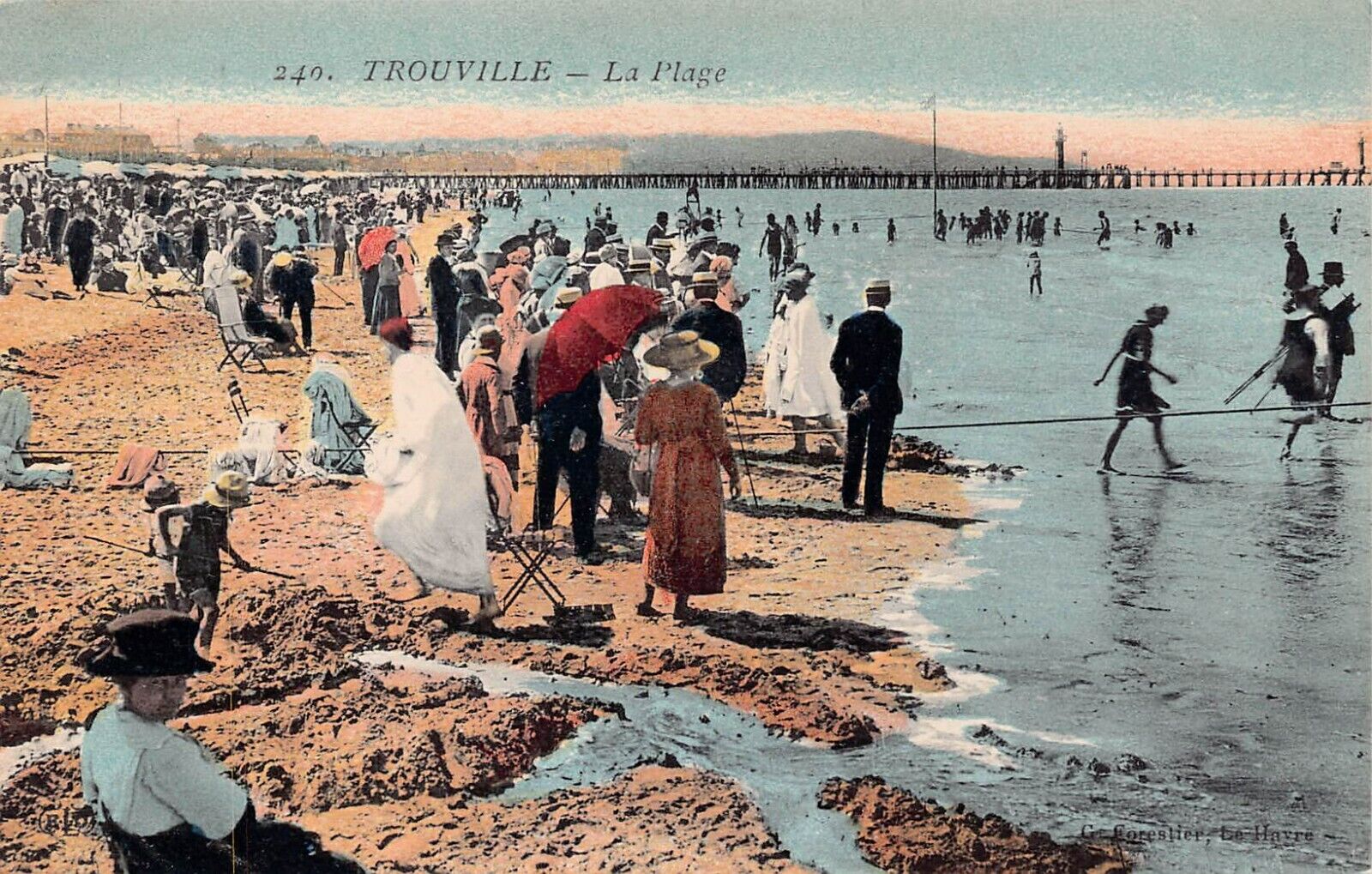 Trouville Normandy France Early 1900s Beach Pier Aviation Show Vtg Postcard A42