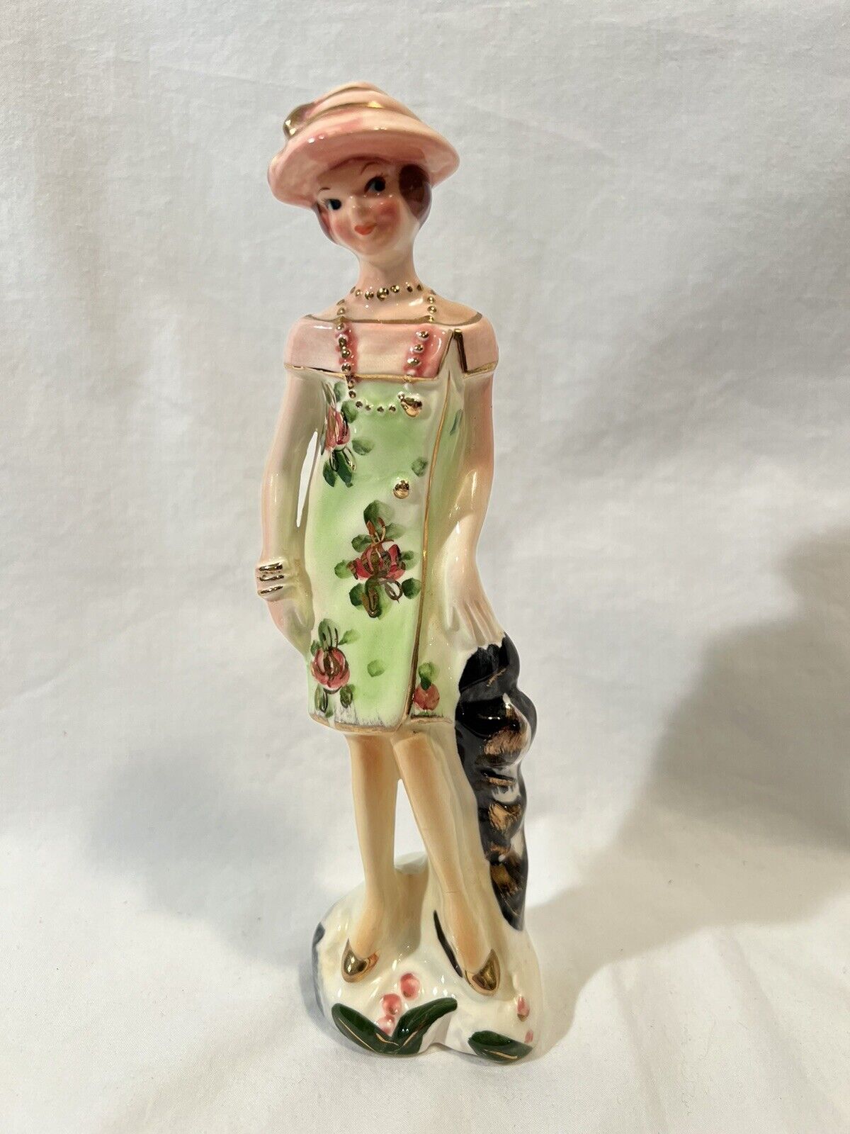 Vintage Kreiss & Company Ceramic Figurine Flapper Girl 1920’s Style Kitch