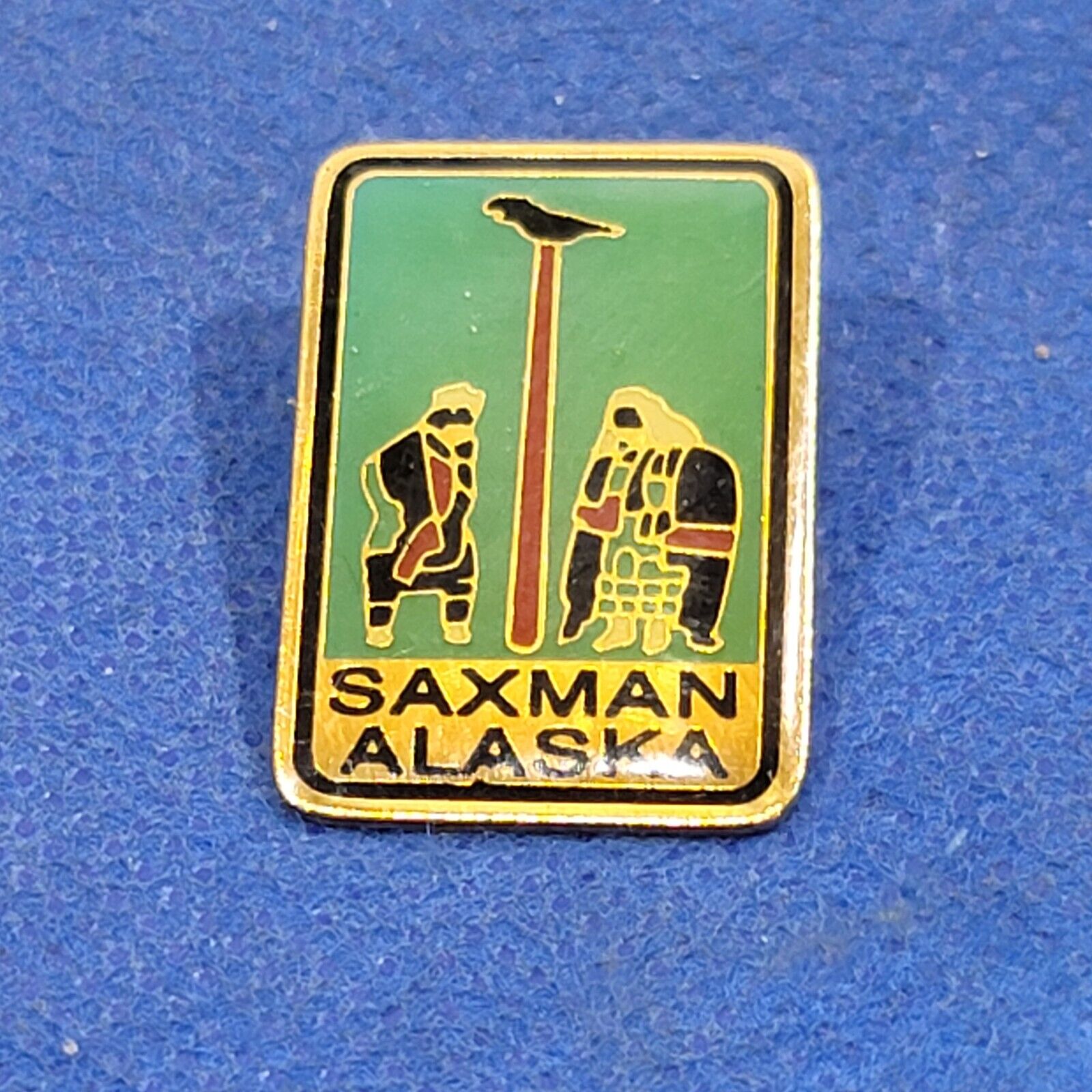 Vintage Hat Pin Saxman Alaska Metal Enamel Lapel pinback