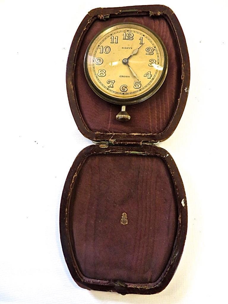 Antique 8–Day Car Dash Clock 15 Jewels Swiss-Made Cross Watch Co., Runs Well