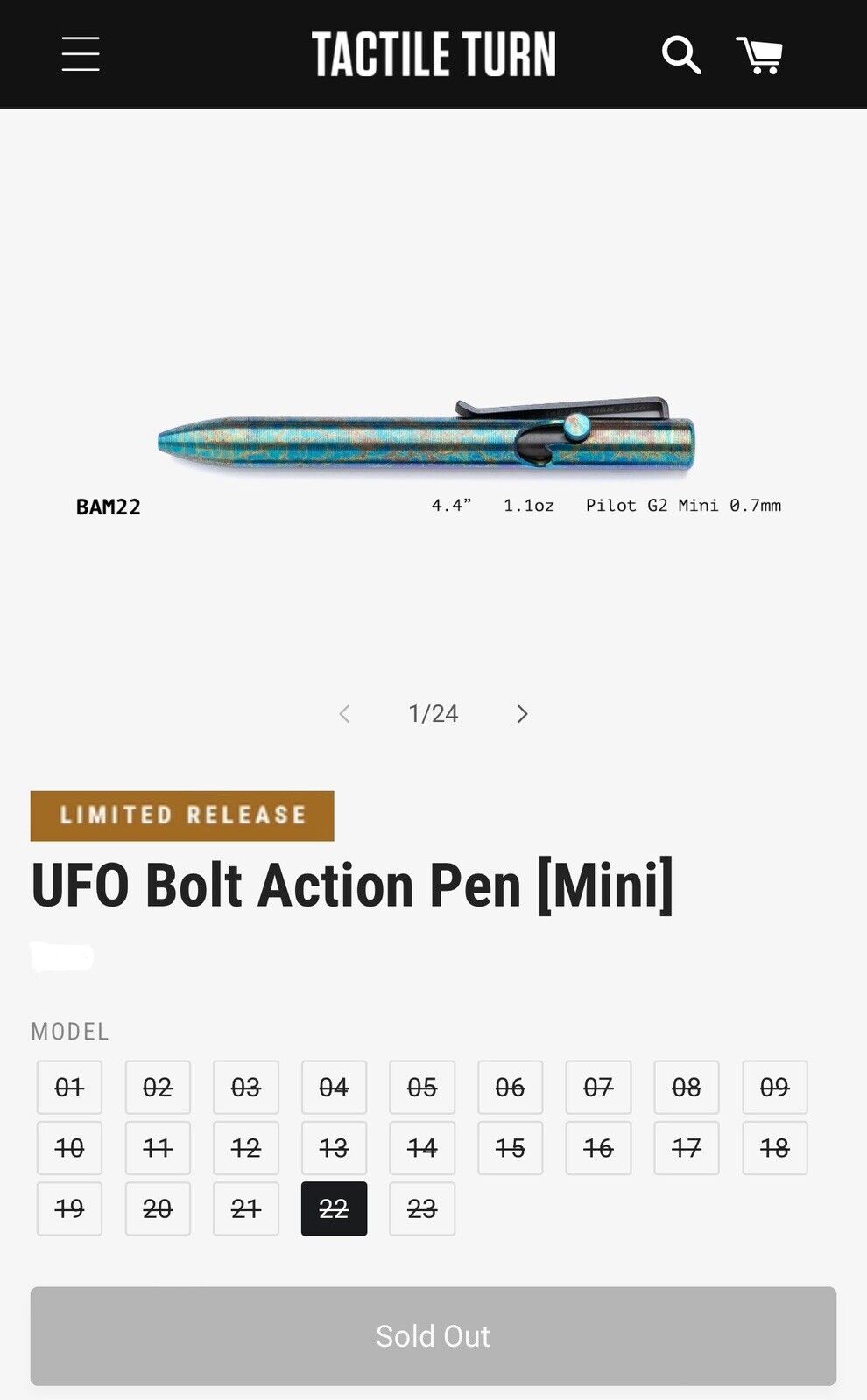 Tactile Turn UFO Bolt Action Mini Limited Release Custom #22 RARE