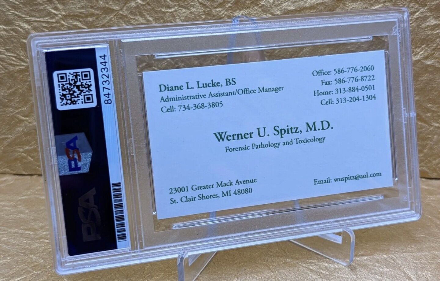Werner Spitz Autograph PSA Signed Business Card JFK & MLK Forensic Pathologist
