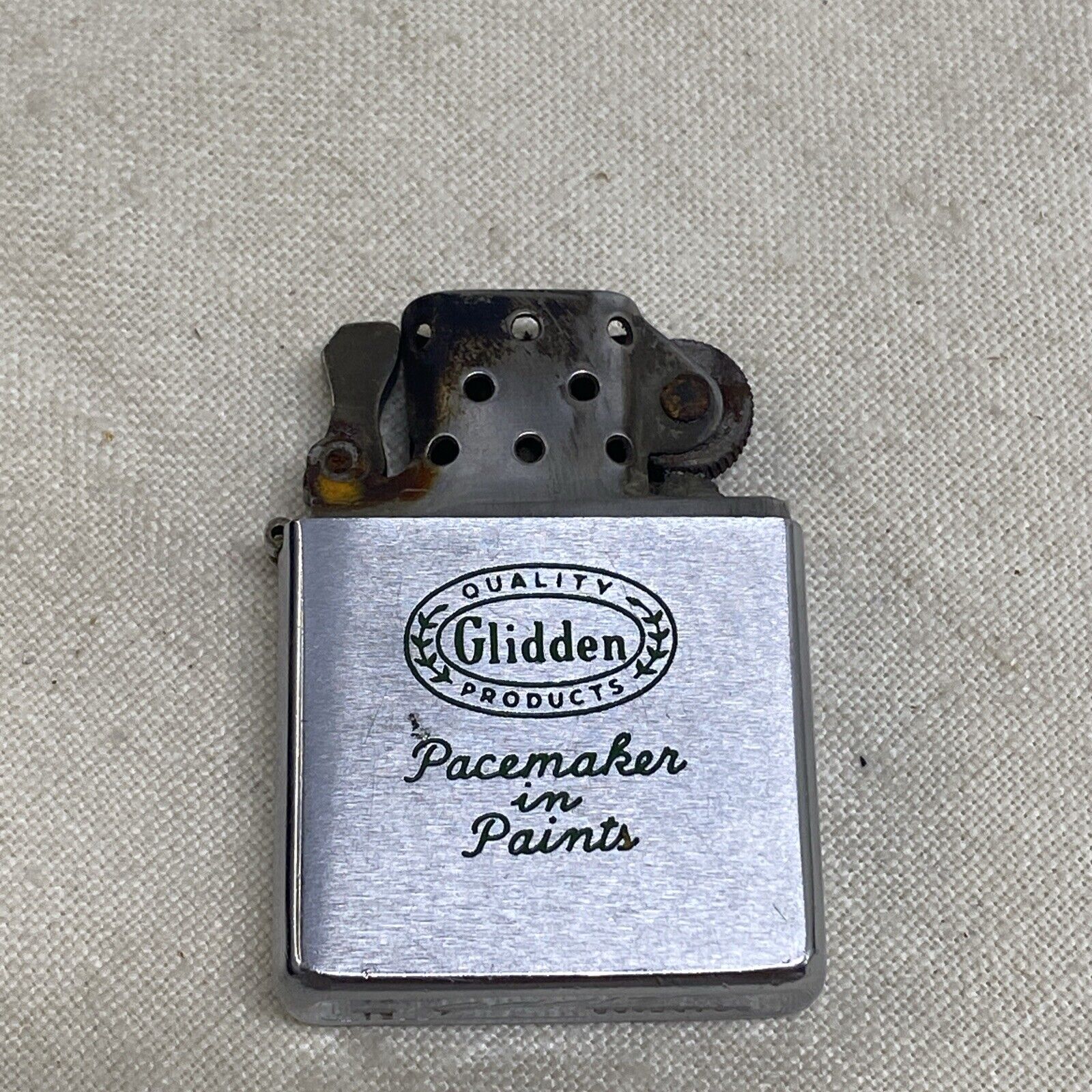Zippo Lighter Older Glidden Paints 2517191 Patent Pending Parts Or Repair SEE
