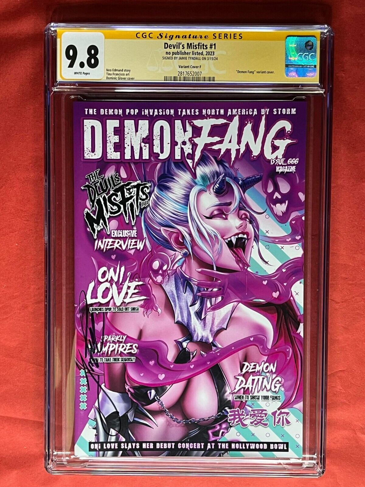The Devil’s Misfits 1 Cover F Variant CGC 9.8 SS signed by Jamie Tyndall