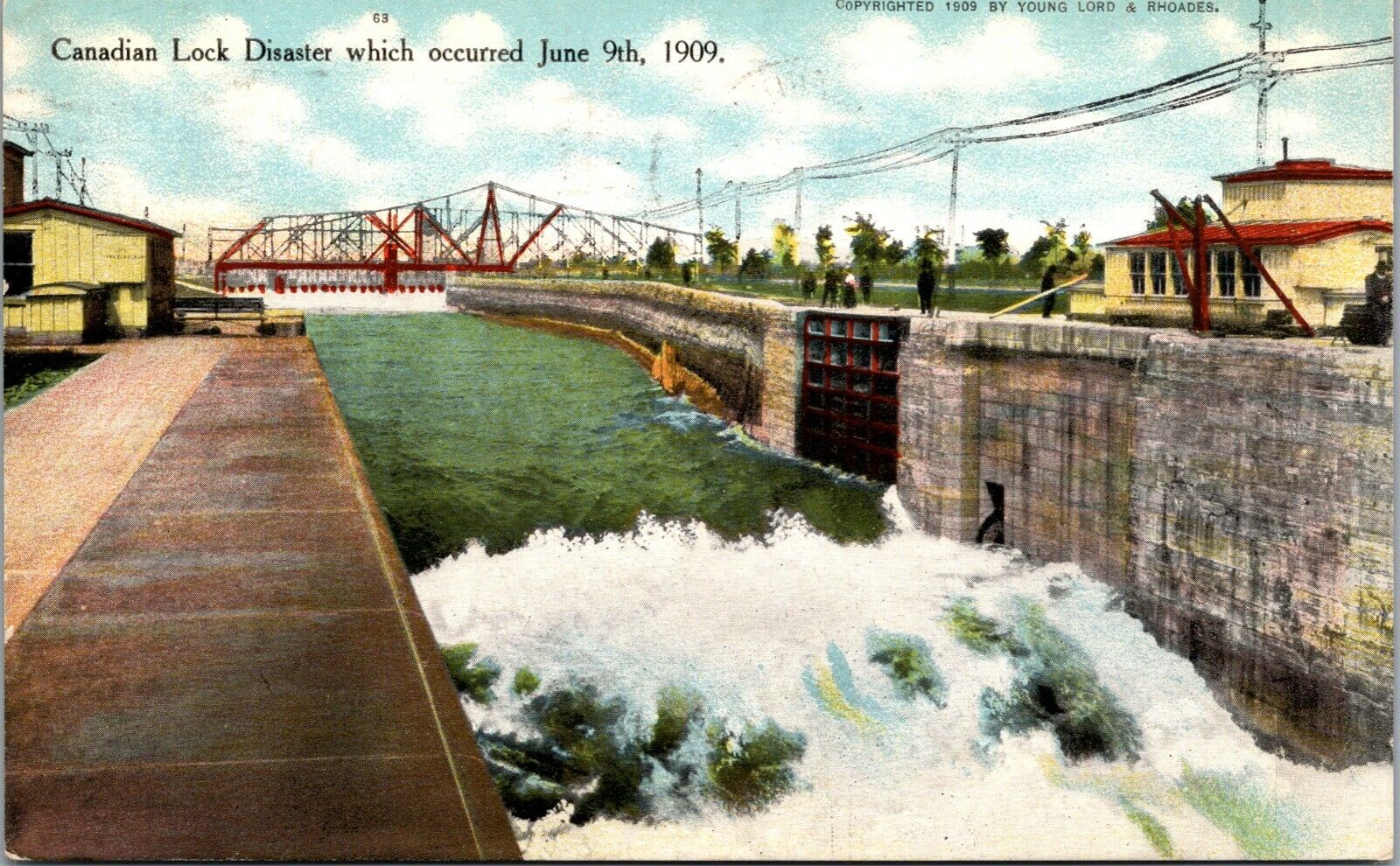 CANADIAN LOCK DISASTER 1909 POSTCARD POSTED 1909