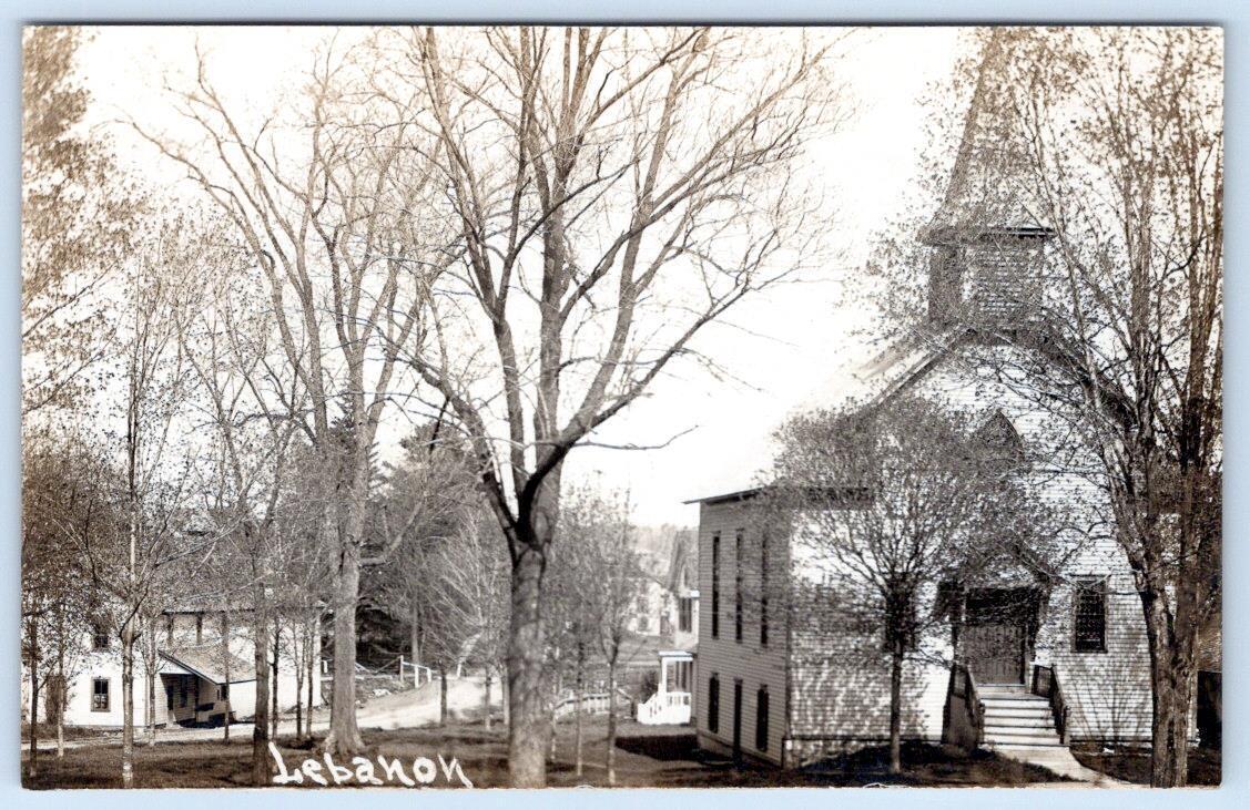 1909 ERA RPPC LEBANON NEW YORK*CHURCH*HOUSES*REAL PHOTO POSTCARD