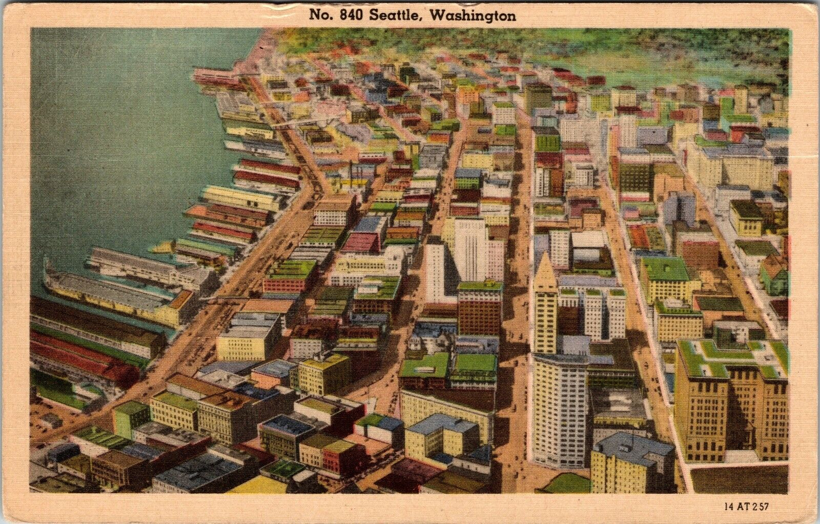 Vintage Postcard  Seattle Washington Coastline Viewed From Above 1947
