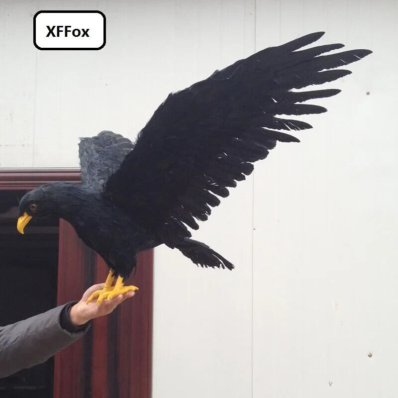 big simulation foam&feather wings black eagle model bird gift about 45x90cm
