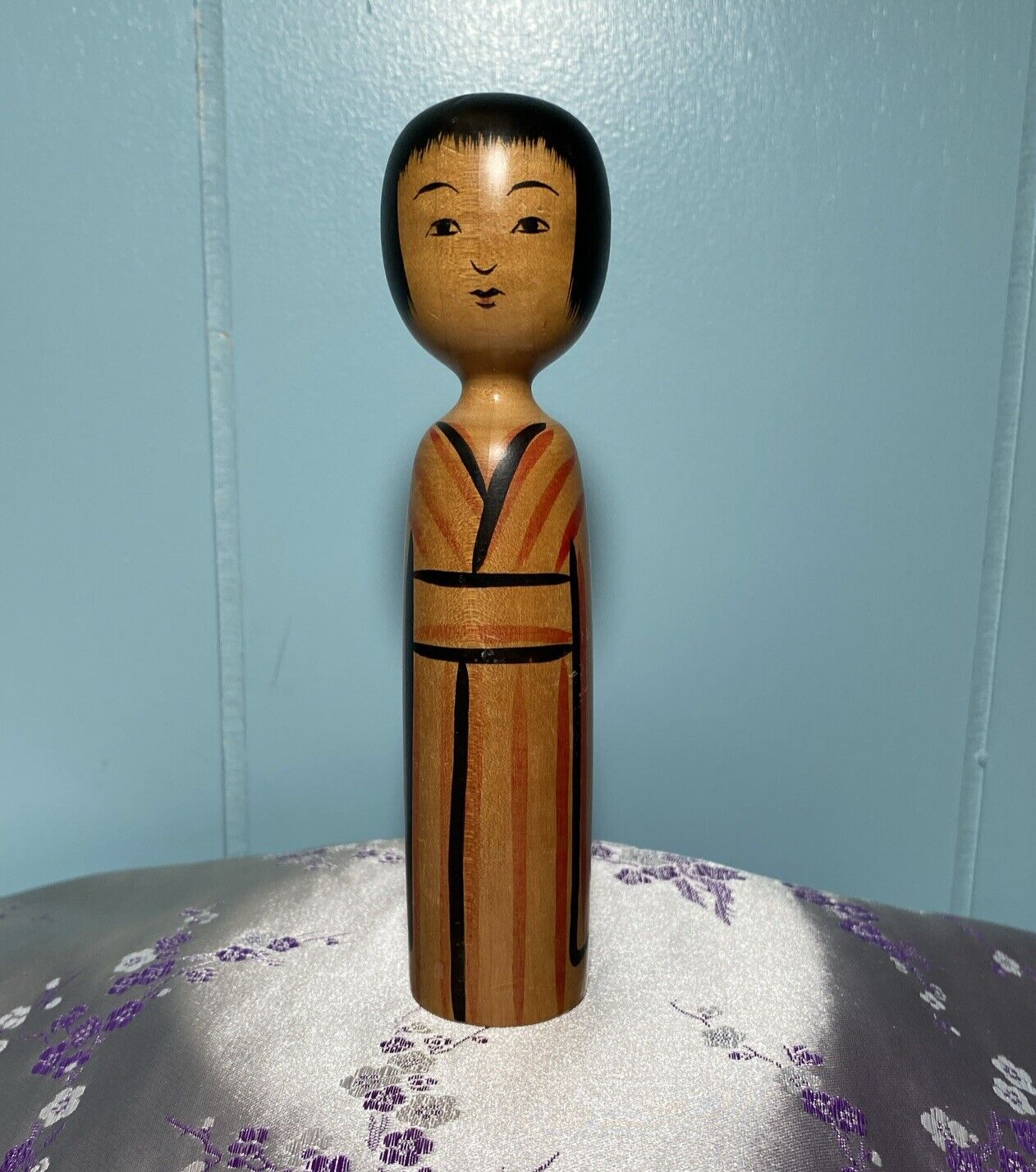 Kokeshi Rare Wooden Doll Akita Kawatsura Made in Japan 6” Tall