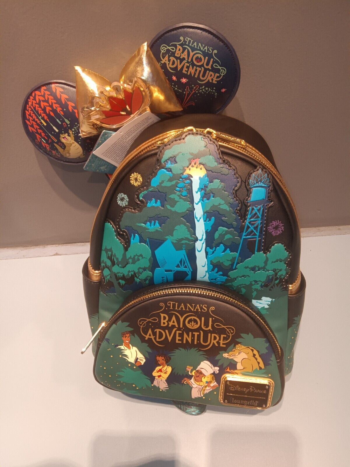 Disney Parks Tiana’s Bayou Adventure Loungefly Mini Backpack & Light Up Ears New