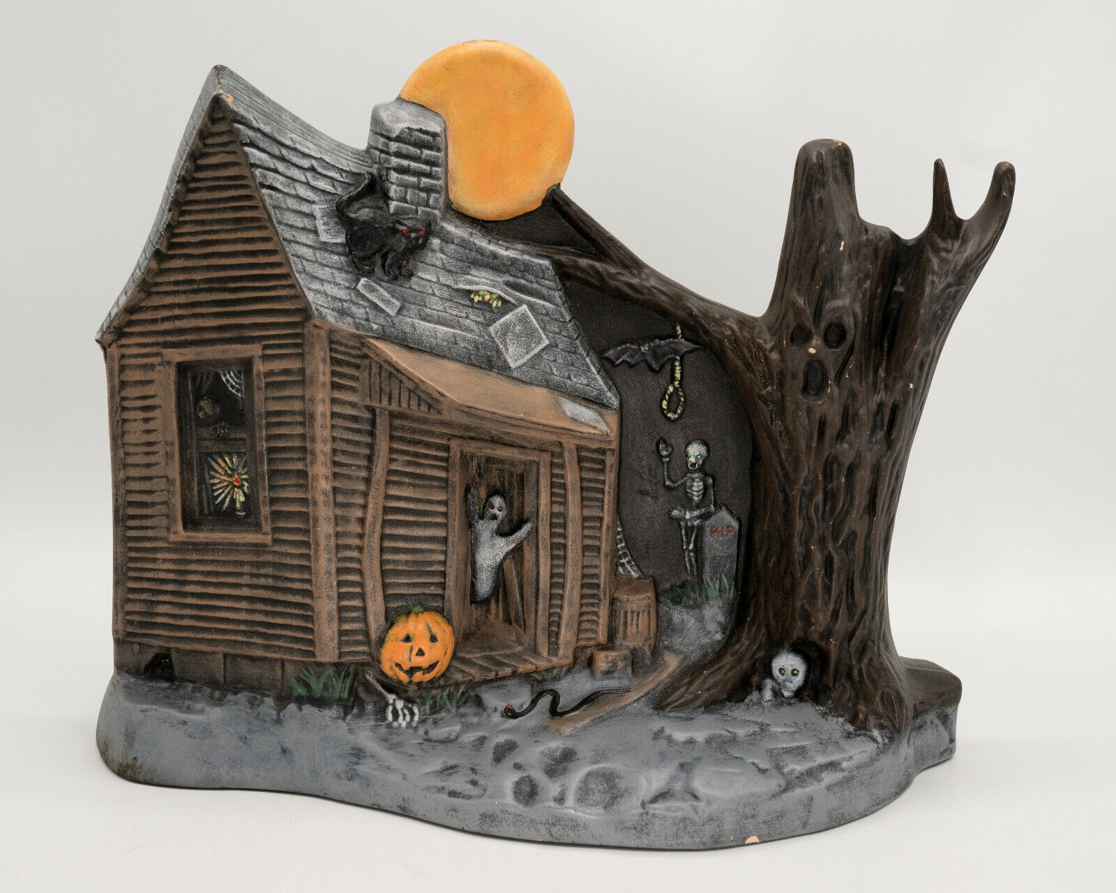 Vintage 70s Halloween Kimple Mold Haunted House Ceramic Non Lighted Indoor Decor