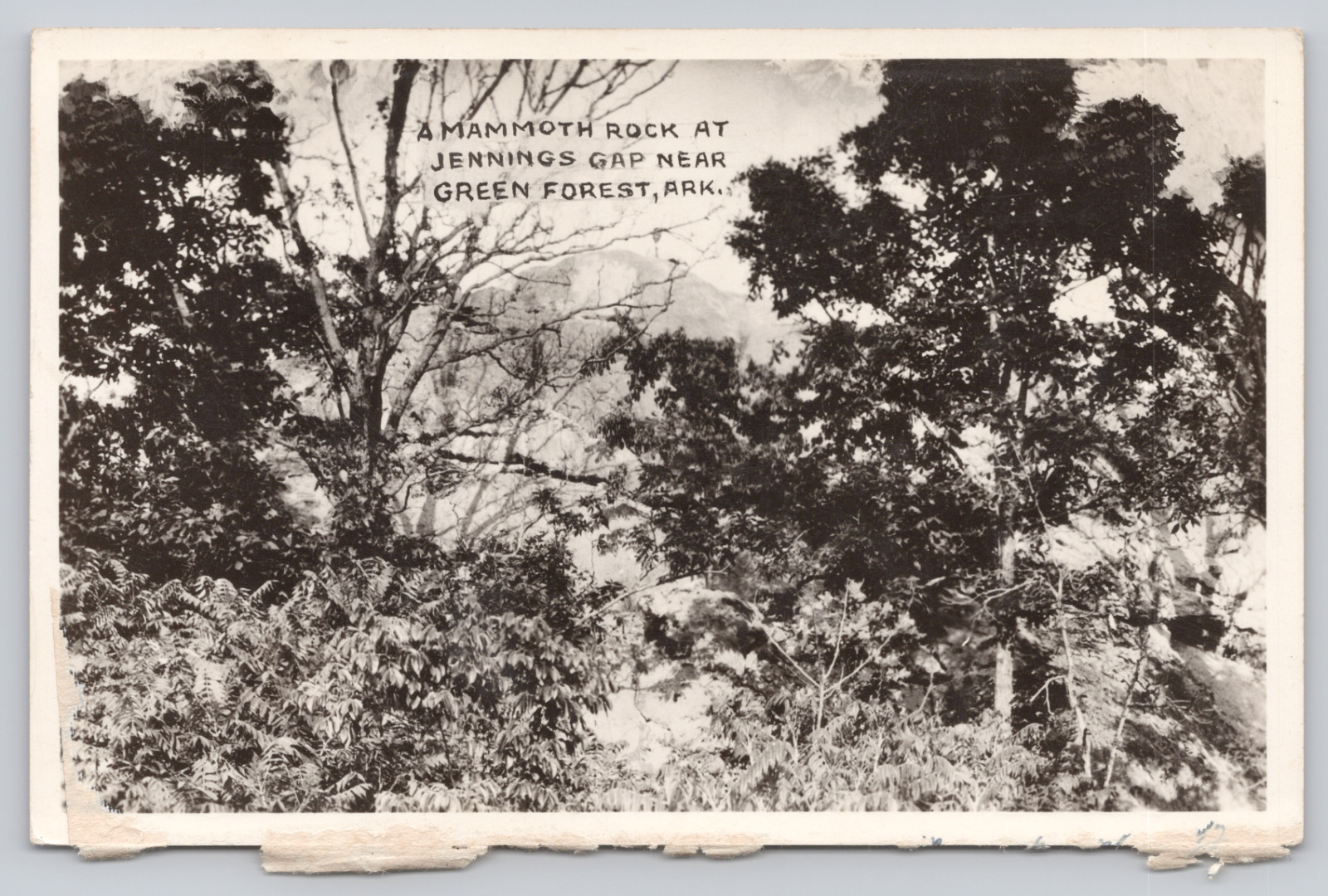 Mammoth Rock Jennings Gap, Near Green Forest & Berryville AR, c1910s RPPC