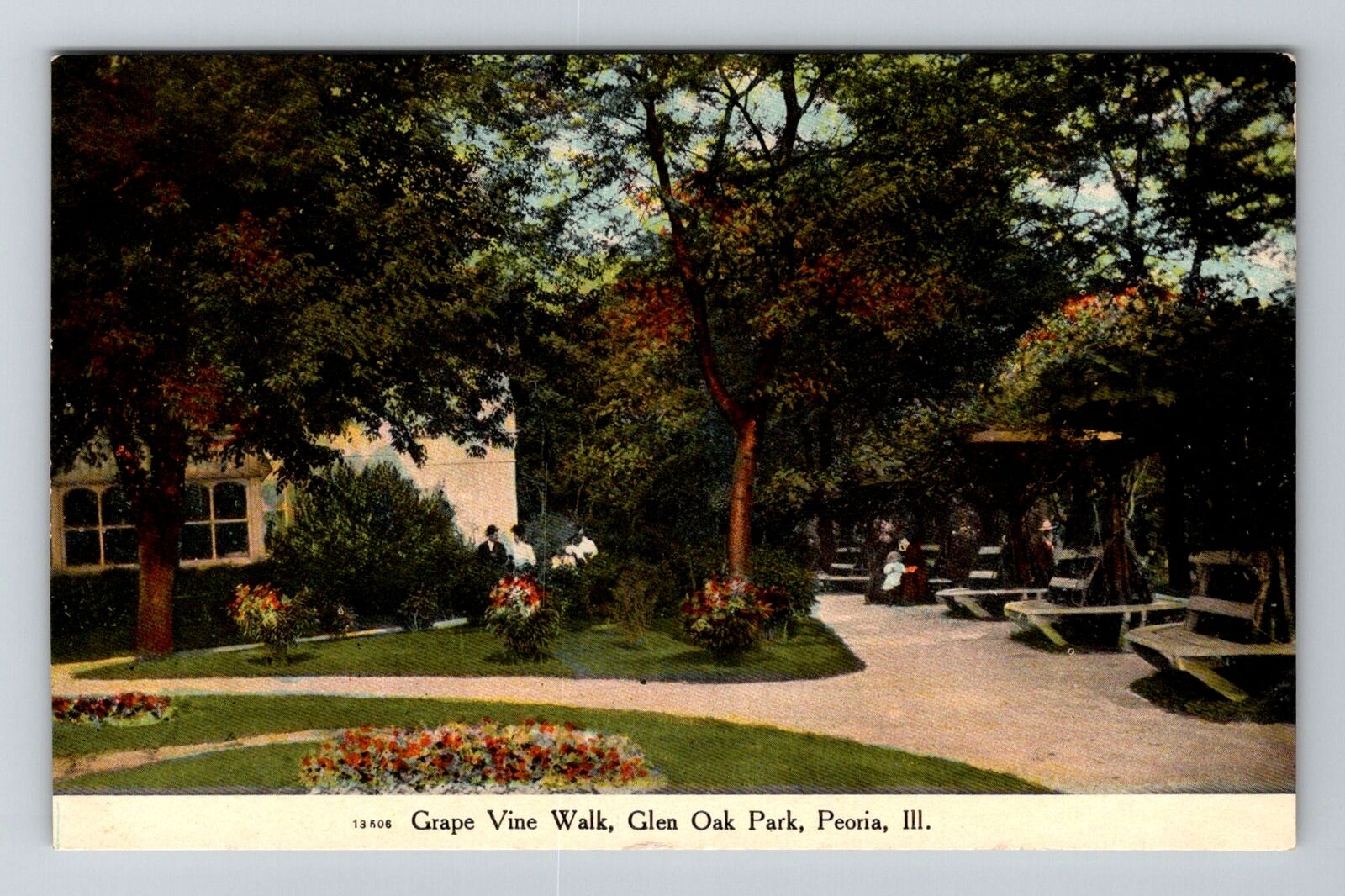 Peoria IL-Illinois, Grape Vine Walk, Glen Oak Park, Antique Vintage Postcard