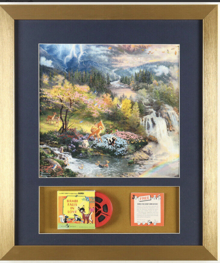 “Bambi Falls In Love” Thomas Kincade Custom Framed Print With 8mm Reel And Book