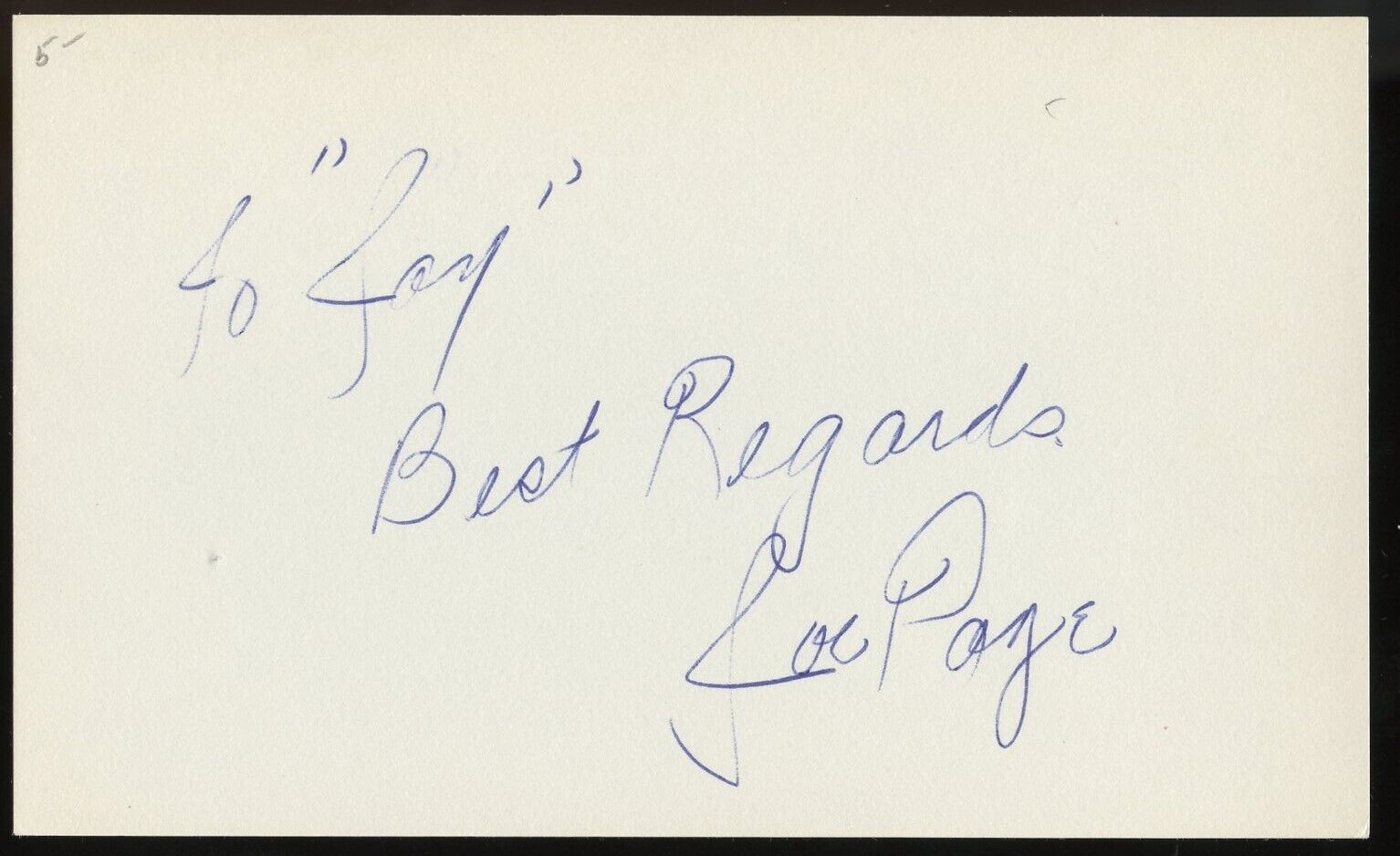 Joseph Francis Page d1980 signed autograph 3x5 Cut American Baseball Pitcher