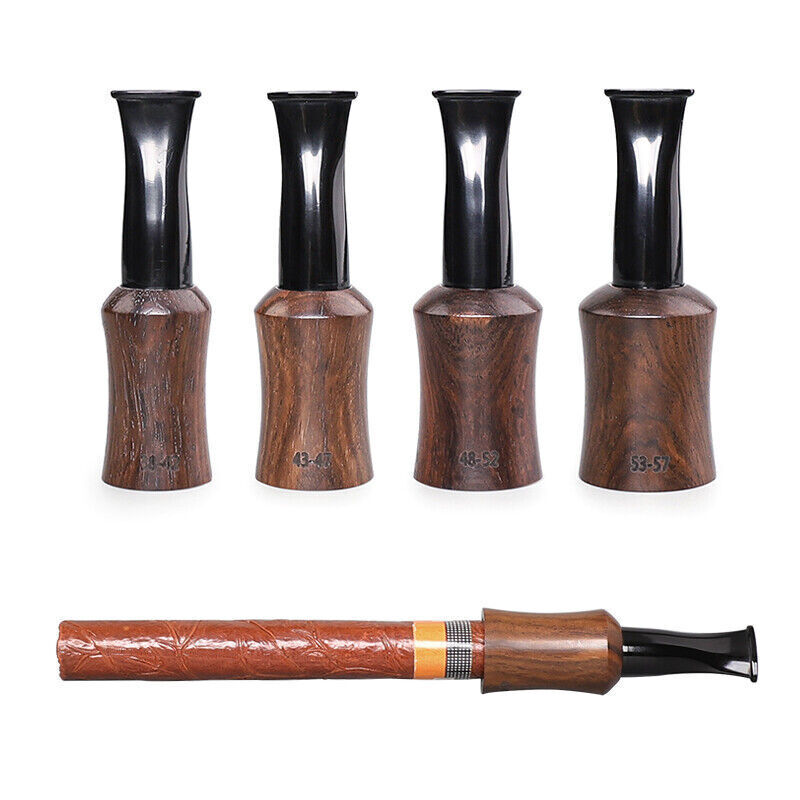 4pcs Handcrafted Cigar Tips Holder Ebony Wooden Cigar Mouthpiece Replace For Men