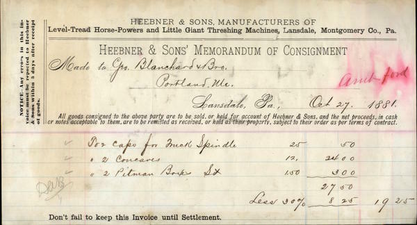 1881 Lansdale Pennsylvania (PA) Heebner & Sons