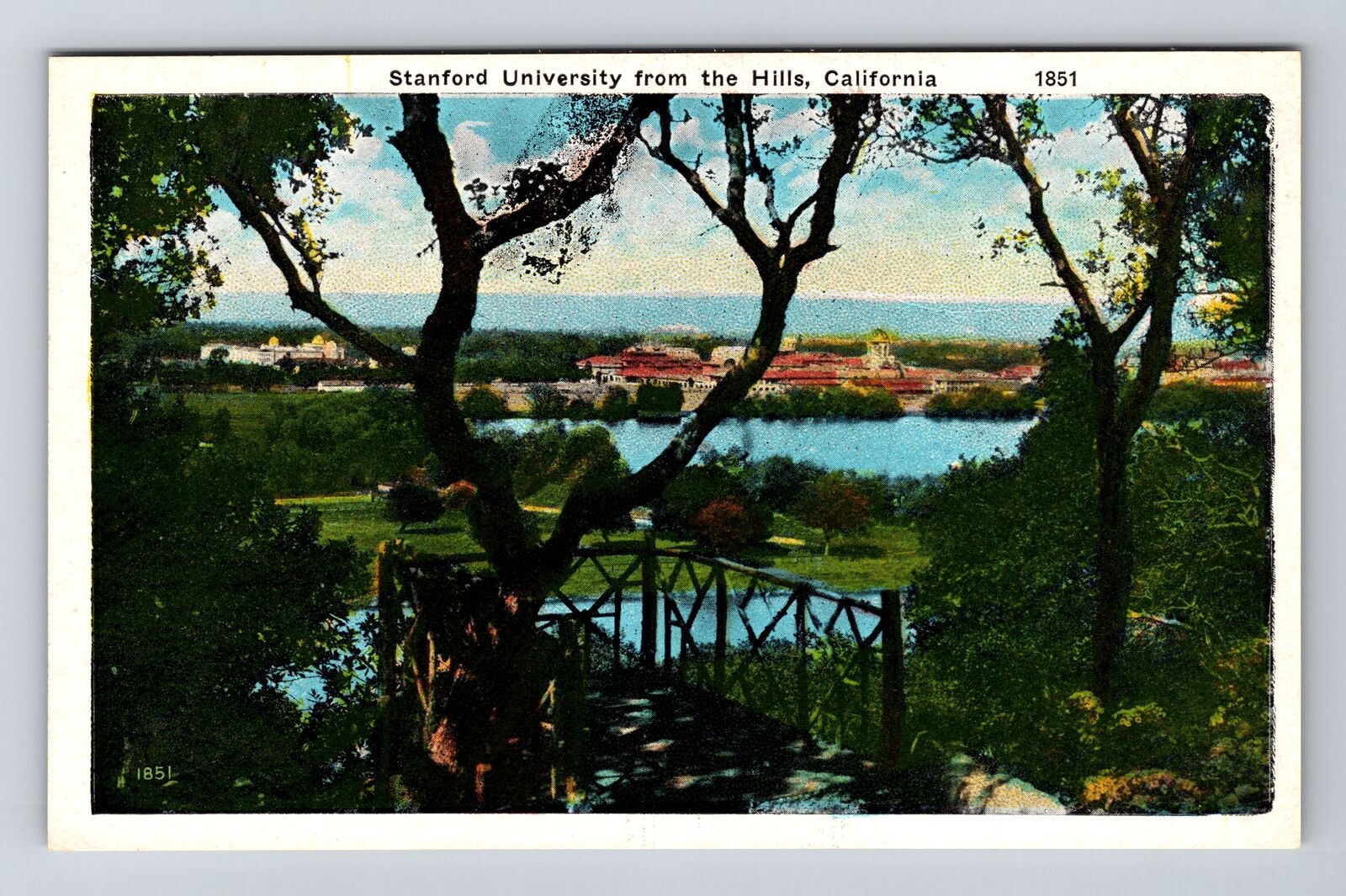 Stanford CA-California, Stanford University from Hills, Vintage Postcard
