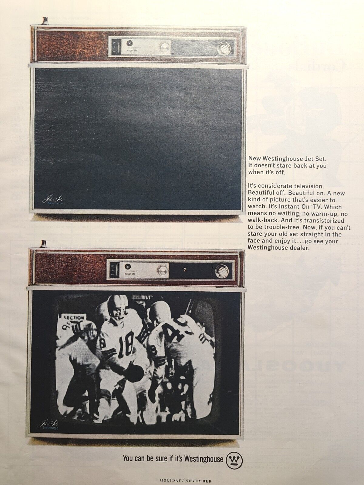 Westinghouse Jet Set Television Instant-On Transistorized Vintage Print Ad 1965