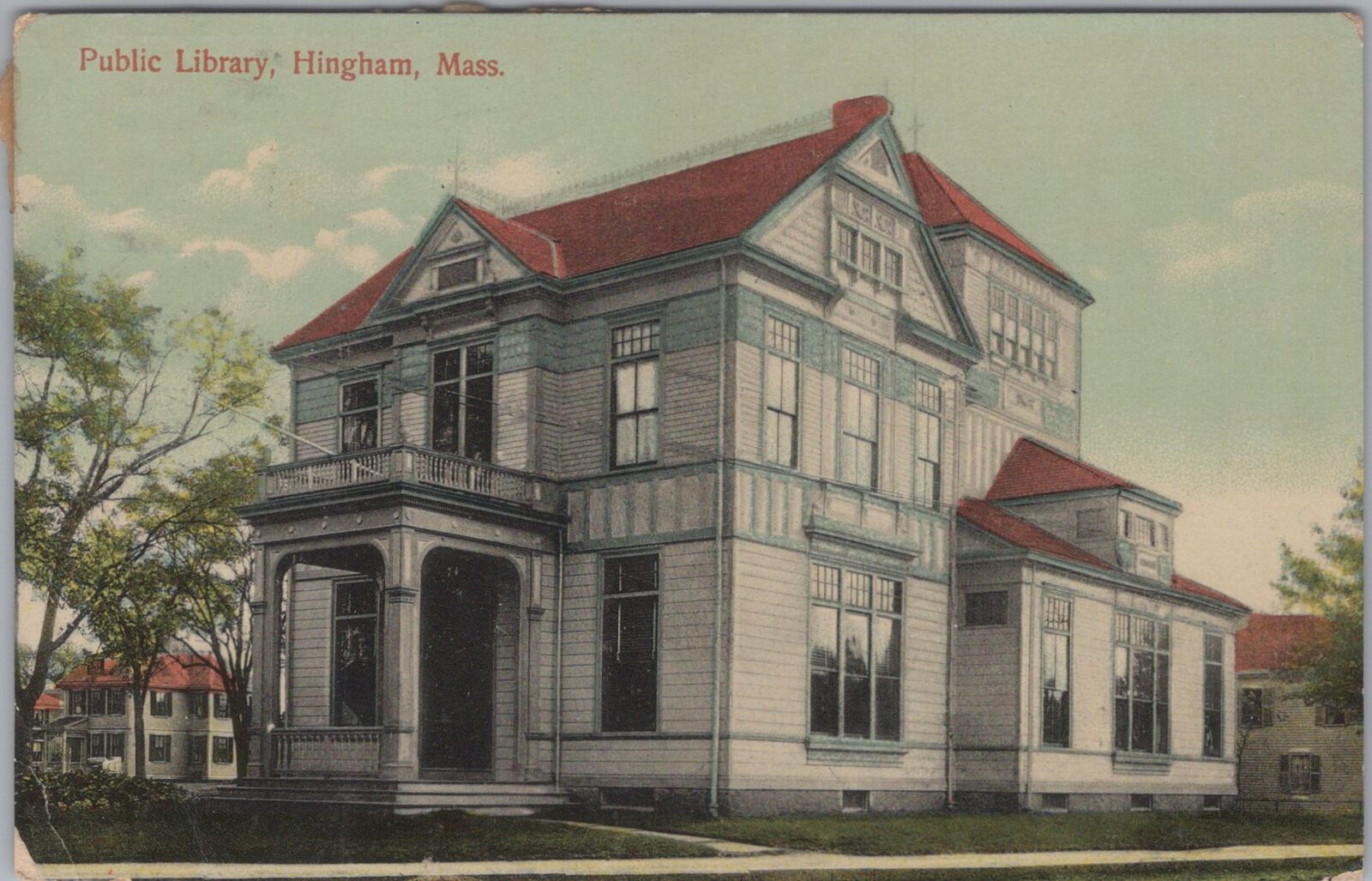 Public Library Hingham Massachusetts  Postcard