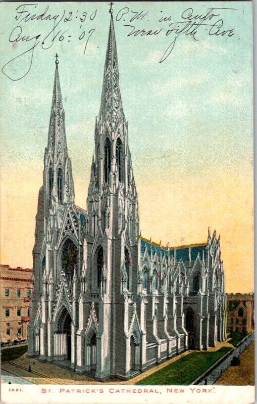 Postcard St. Patrick's Cathedral Church NY New York c.1901-1907            K-427