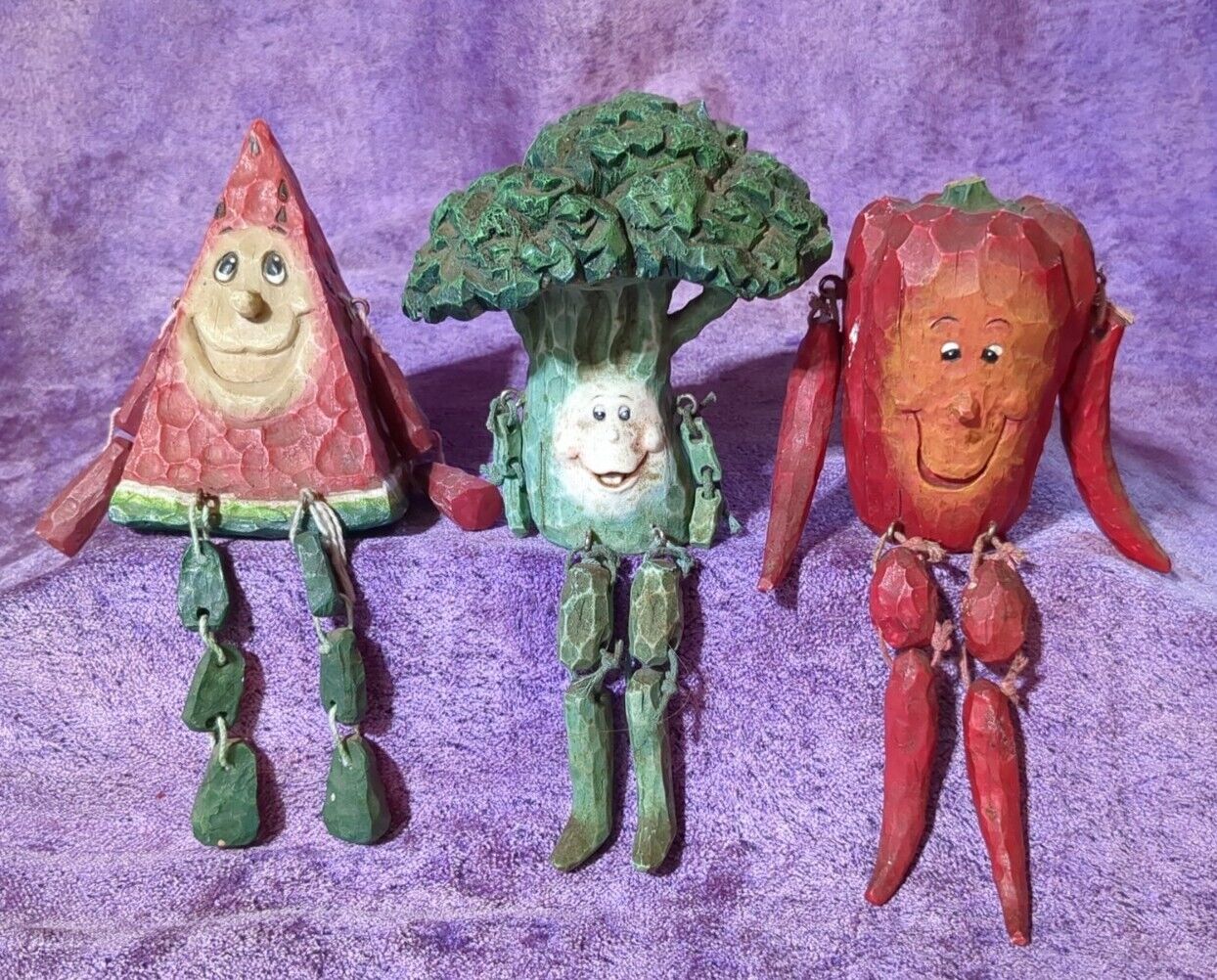 Vintage Anthropomorphic Vegetable Shelf Sitters Resin Figuries Kitchen Decor