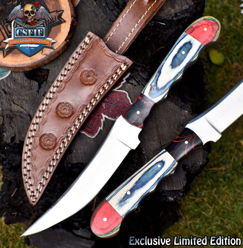 CSFIF Custom Forged Skinner Knife 440C Steel Hard Wood Micrata Bolster Fishing
