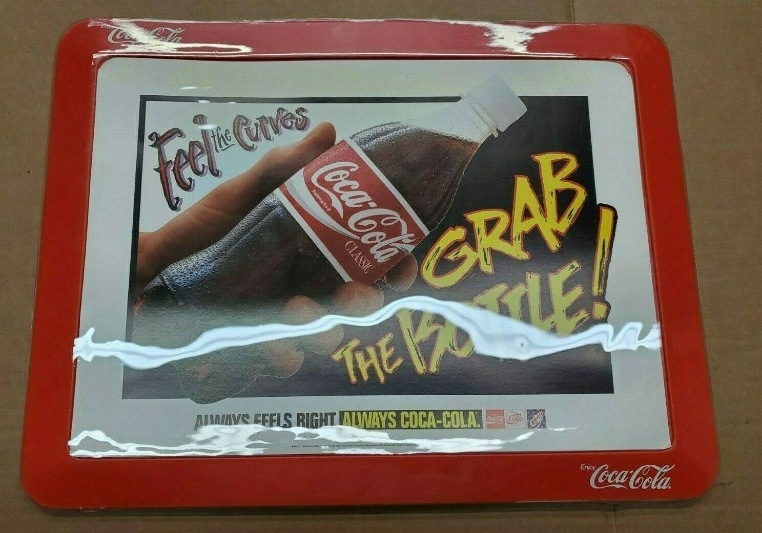  VINTAGE Coca Cola feel the curve grab the bottle classic Sign Display