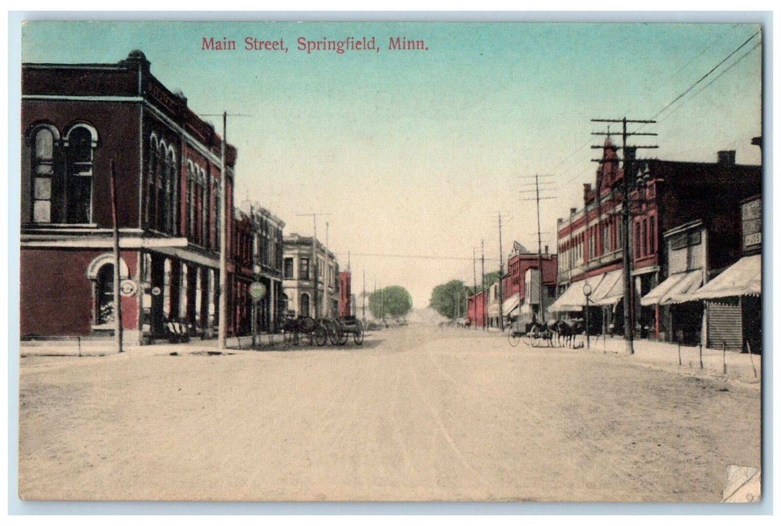 c1910's Main Street Business District Springfield Minnesota MN Unposted Postcard
