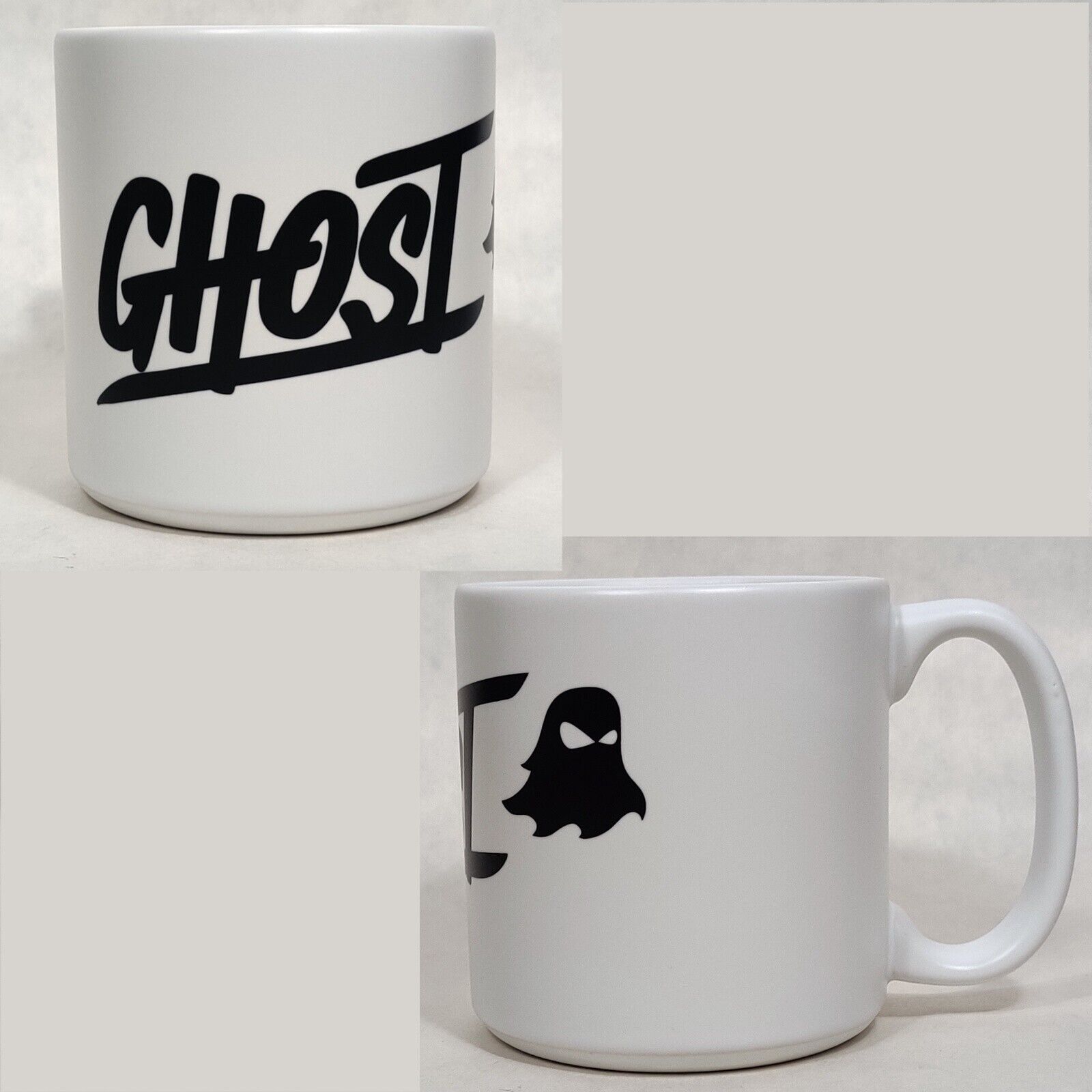Ghost Lifestyle Mug White Matte with Black Logo Ceramic Workout Fitness RARE