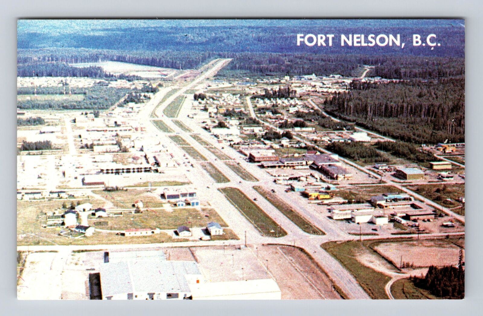 Fort Nelson British Columbia Canada, Aerial Alaska Highway, Vintage Postcard
